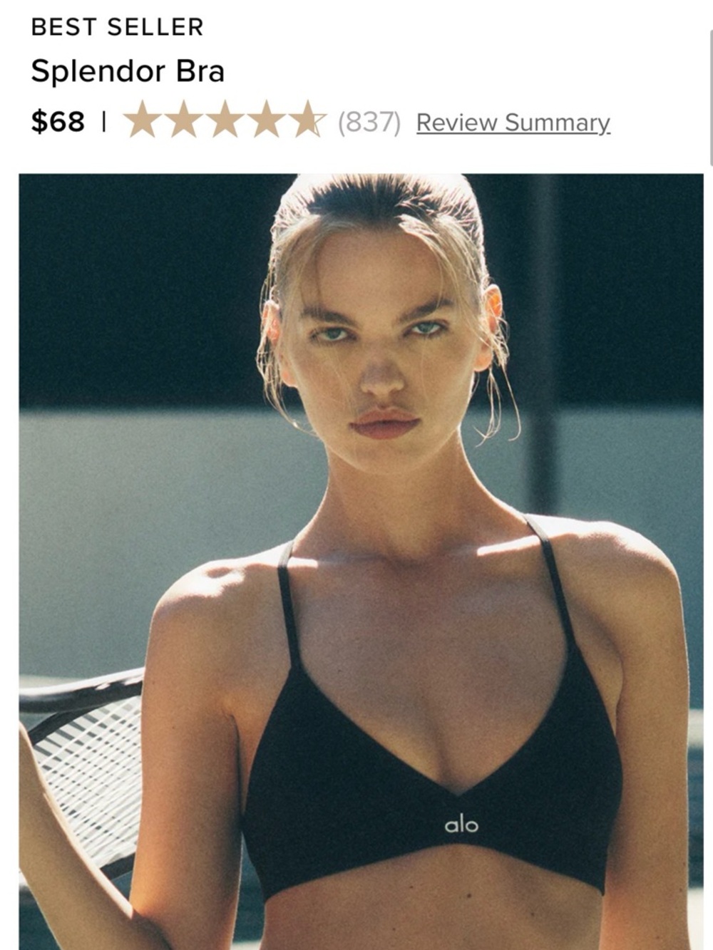 ALO Yoga Black V-Neck Bralette with Thin Straps